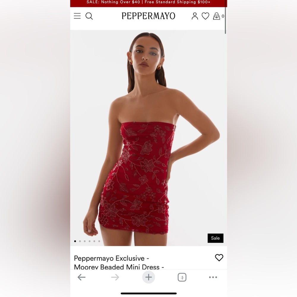 Peppermayo Red Strapless Bodycon Dress